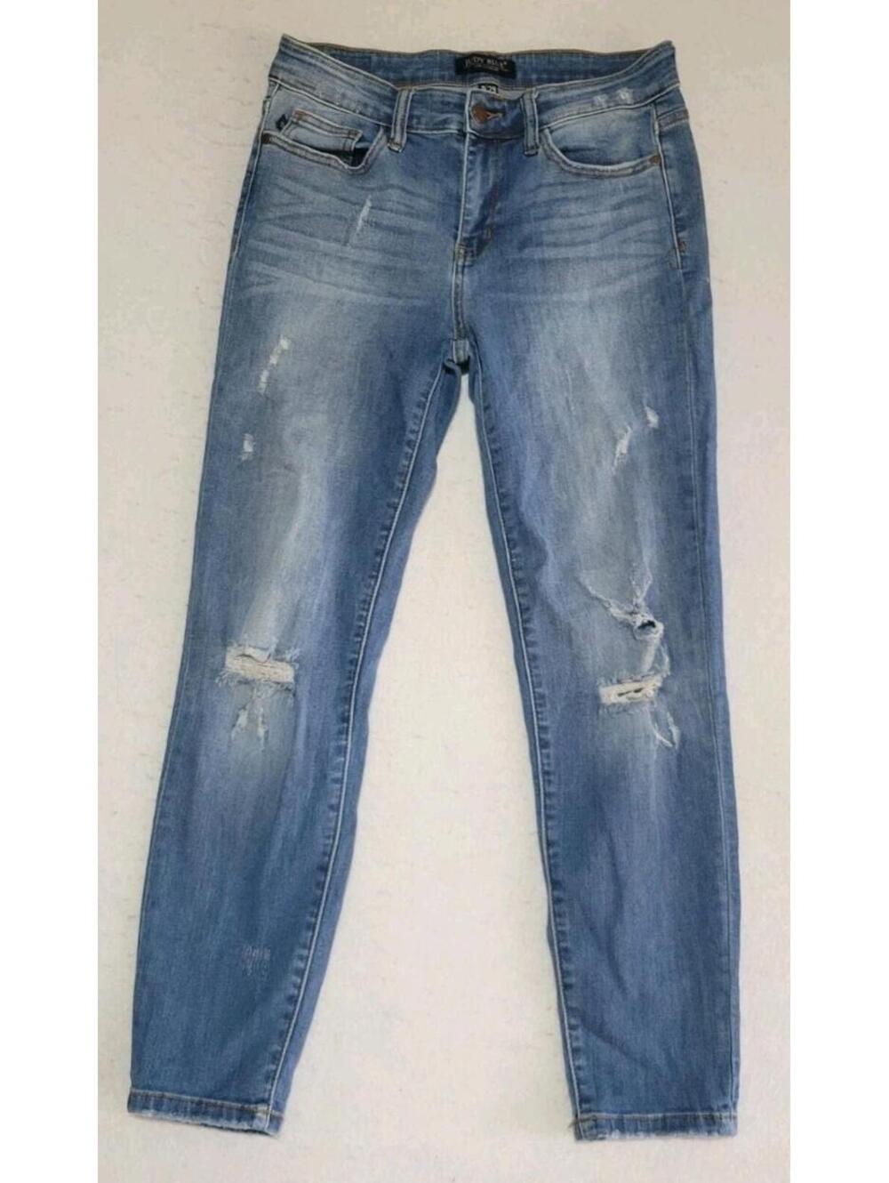 Judy Blue Skinny Fit Jeans Size 9/29 Distressed stretch Medium wash denim us 6-8